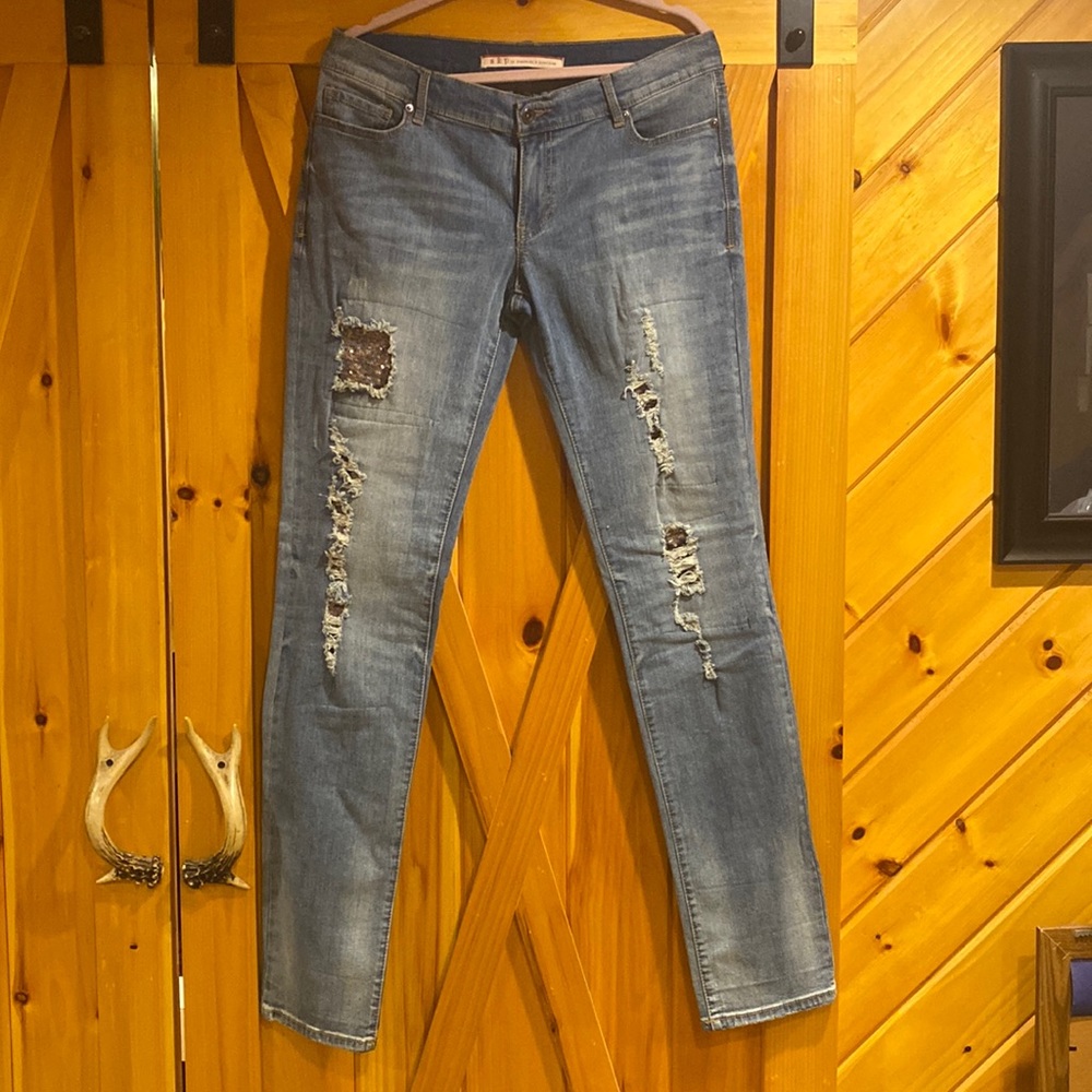 Womens low rise sequin jeans